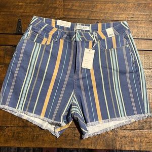 NWT Judy Blue Shorts 2xl. Multi-striped colored high waisted shorts